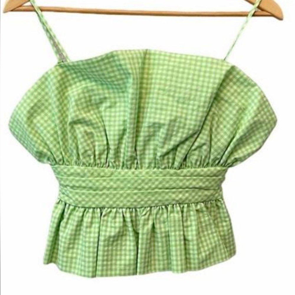 NWOT green gingham top